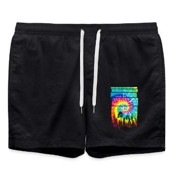 Wald Hippie Batik Natur Bäume Wald - Badeshorts - Schwarz - Vorne - AI Model Male 185 light (185cm)