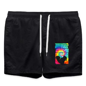 Eichhörnchen Hippie Tie Dye - Badeshorts - Schwarz - Vorne - AI Model Male 185 light (185cm)