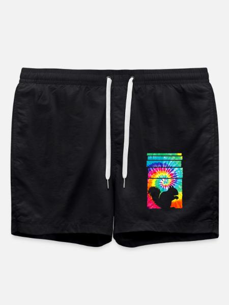Squirrel Hippie Tie Dye - Swim Trunks - black