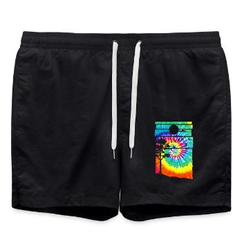 Wald Hippie Batik Natur Bäume Wald - Badeshorts - Schwarz - Vorne - AI Model Male 185 light (185cm)