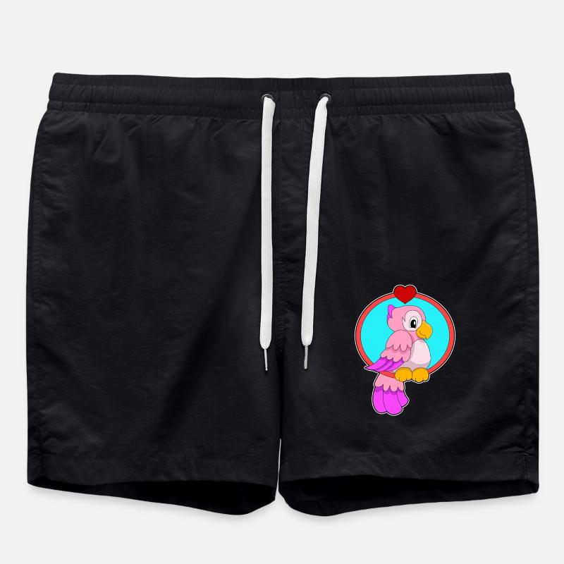 Parrot with heart - Swim Trunks - black