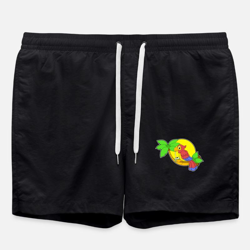 Parrot with coconut - Swim Trunks - black