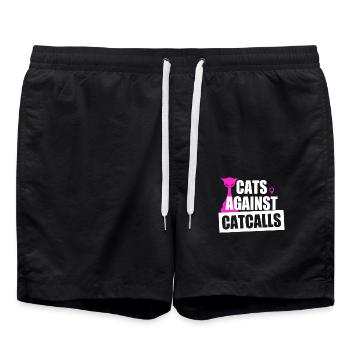 Chats contre Catcalls Chats Catcalling Féministe - Short de bain - noir - Devant - AI Model Male 185 light (185cm)