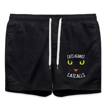 Chats contre Catcalls Chats Catcalling Féministe - Short de bain - noir - Devant - AI Model Male 185 light (185cm)
