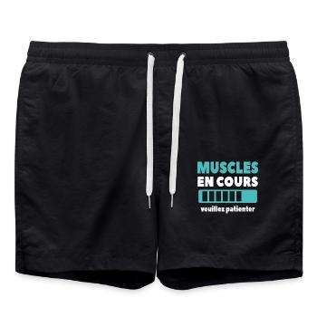 Muscles En Cours Veuillez Patienter - Short de bain - noir - Devant - AI Model Male 185 light (185cm)