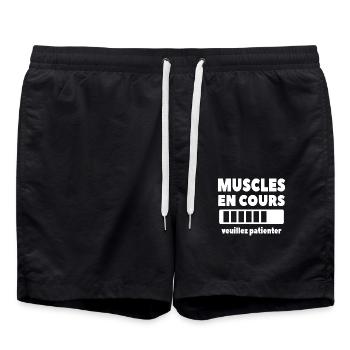 Muscles En Cours Veuillez Patienter - Short de bain - noir - Devant - AI Model Male 185 light (185cm)