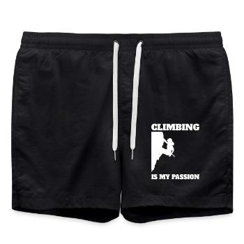 Klettern Berge Bergsteigen Berg Bouldern Wandern - Badeshorts - Schwarz - Vorne - AI Model Male 185 light (185cm)