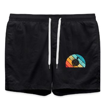 Onion Lover Retro Vegetables Vegan Gift idea - Badeshorts - Schwarz - Vorne - AI Model Male 185 light (185cm)