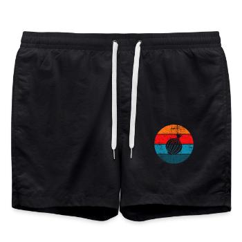Onion Lover Retro Vegetables Vegan Gift idea - Badeshorts - Schwarz - Vorne - AI Model Male 185 light (185cm)