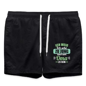 Zu jung um Oma zu sein Omi Gandma Oma - Badeshorts - Schwarz - Vorne - AI Model Male 185 light (185cm)
