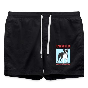 Boston Terrier Dad Hunde Hundebesitzer Geschenk - Badeshorts - Schwarz - Vorne - AI Model Male 185 light (185cm)