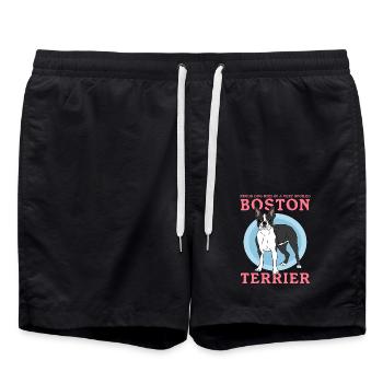 Boston Terrier Mom | Hunde Hundebesitzer Geschenk - Badeshorts - Schwarz - Vorne - AI Model Male 185 light (185cm)