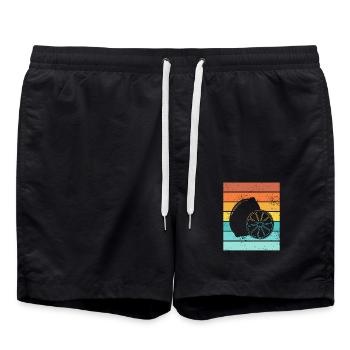 Lemon Fruit Lover Retro Lemonade Gift idea - Swim Trunks - black - Front - AI Model Male 185 light (185cm)