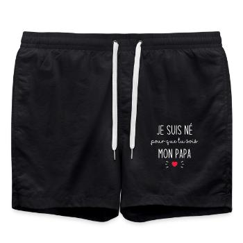 Je suis né pour que tu sois mon papa - Short de bain - noir - Devant - AI Model Male 185 light (185cm)