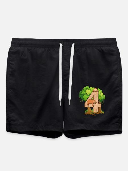 4th birthday | Sloth birthday | Sloth - Swim Trunks - black