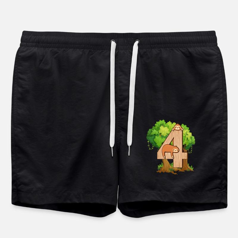 4th birthday | Sloth birthday | Sloth - Swim Trunks - black