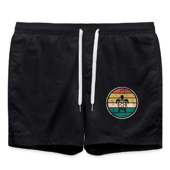 Turtle Retro Animal Sea Reptile Gift idea - Badeshorts - Schwarz - Vorne - AI Model Male 185 light (185cm)