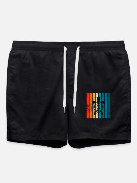 Turtle Retro Animal Sea Reptile Gift idea - Badeshorts - Schwarz
