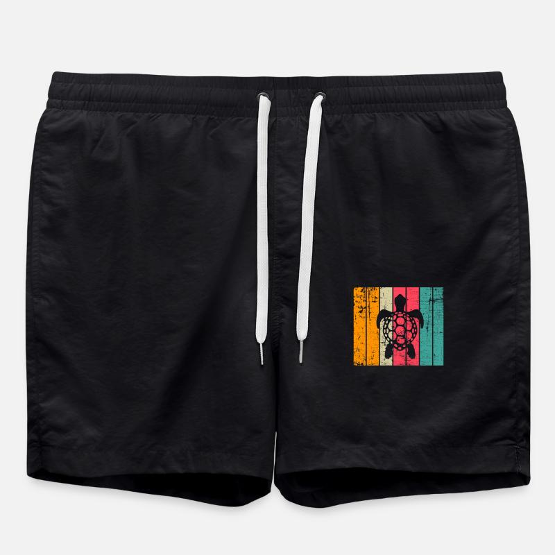 Turtle Retro Animal Sea Reptile Gift idea - Badeshorts - Schwarz