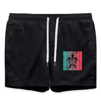 Turtle Retro Animal Sea Reptile Gift idea - Badeshorts - Schwarz - Vorne - AI Model Male 185 light (185cm)