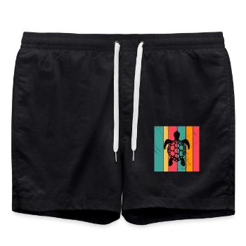 Turtle Retro Animal Sea Reptile Gift idea - Badeshorts - Schwarz - Vorne - AI Model Male 185 light (185cm)