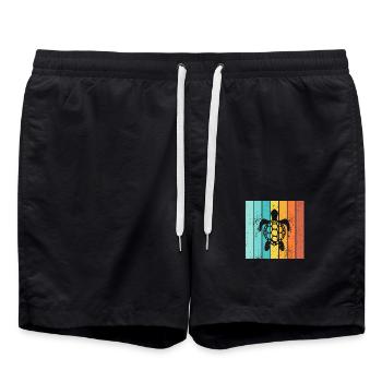 Turtle Retro Animal Sea Reptile Gift idea - Badeshorts - Schwarz - Vorne - AI Model Male 185 light (185cm)