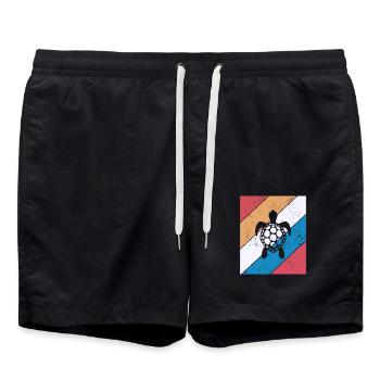 Tortue Rétro Animal Reptile de mer Idée cadeau - Short de bain - noir - Devant - AI Model Male 185 light (185cm)