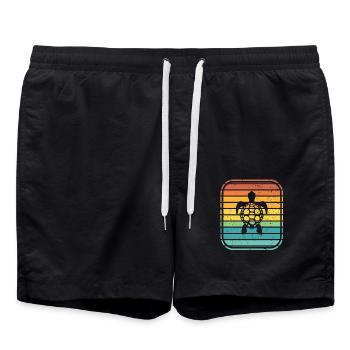 Tortue Rétro Animal Reptile de mer Idée cadeau - Short de bain - noir - Devant - AI Model Male 185 light (185cm)