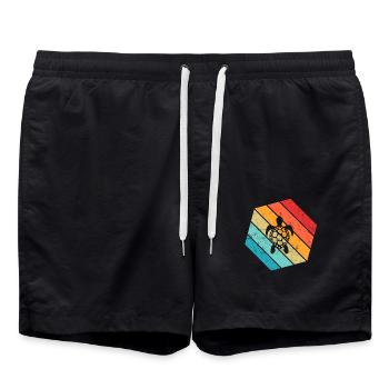 Tortue Rétro Animal Reptile de mer Idée cadeau - Short de bain - noir - Devant - AI Model Male 185 light (185cm)