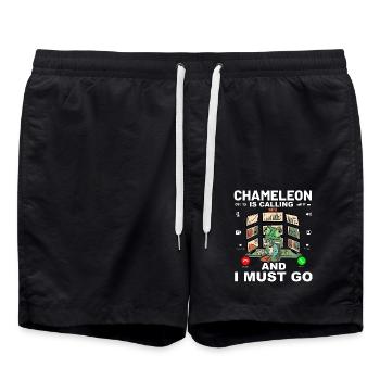 Chameleon is calling and I must go - Swim Trunks - black - Front - AI Model Male 185 light (185cm)