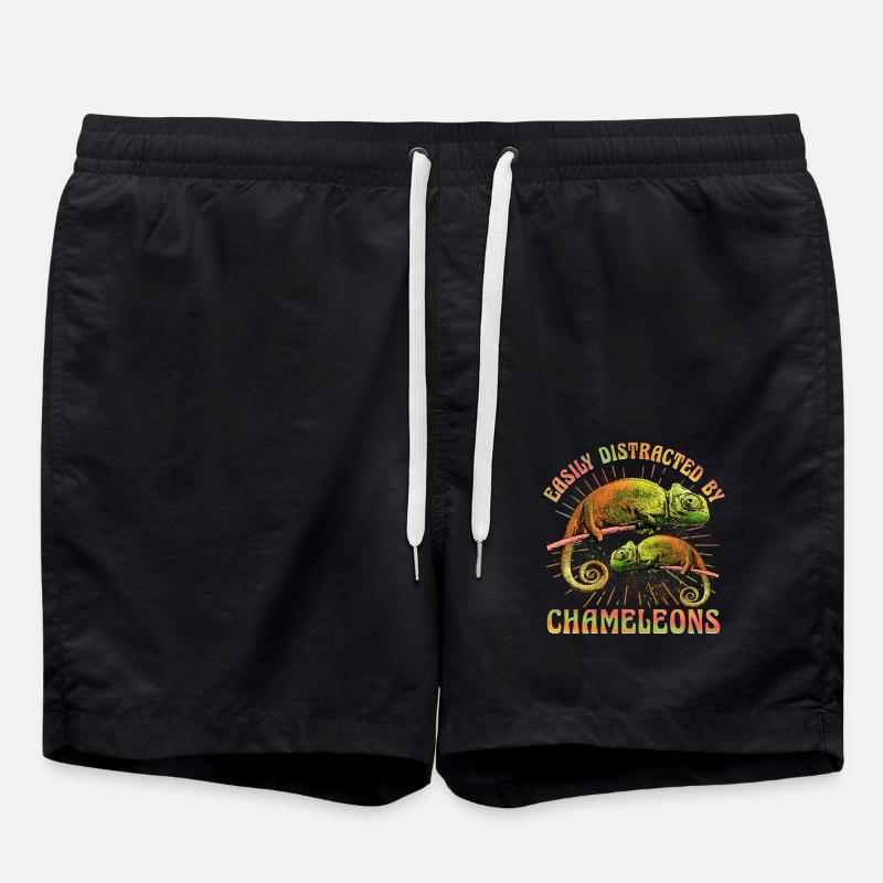 Easily distracted by Chameleons - Swim Trunks - black