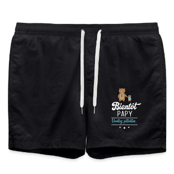 Bientôt Papy veuillez patienter, Cadeau futur papy - Short de bain - noir - Devant - AI Model Male 185 light (185cm)