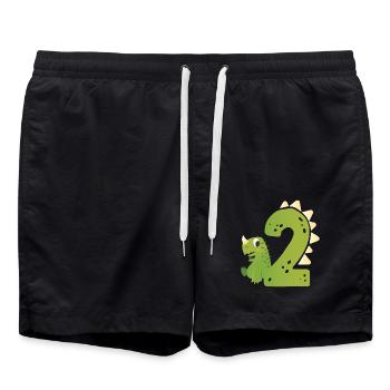 2nd birthday | Dinosaur Birthday | - Swim Trunks - black - Front - AI Model Male 185 light (185cm)