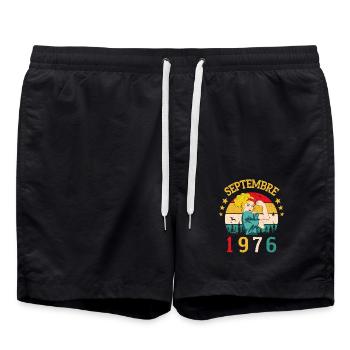 Septembre 1976 Anniversaire Vintage Idée Cadeau - Short de bain - noir - Devant - AI Model Male 185 light (185cm)