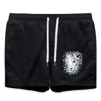 Snow Leopard Blue Eyes Cool - Swim Trunks - black - Front - AI Model Male 185 light (185cm)