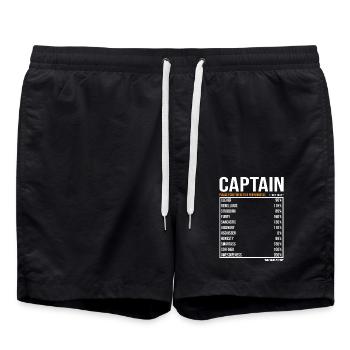 Captain Worth the day Funny captain - Swim Trunks - black - Front - AI Model Male 185 light (185cm)