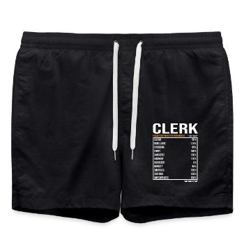 Commis Employé Bureau Fonctionnaire - Short de bain - noir - Devant - AI Model Male 185 light (185cm)