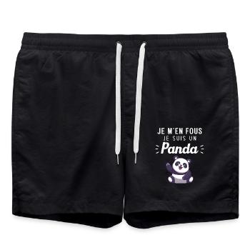 Je m'en fous je suis un panda Humour Cadeau - Short de bain - noir - Devant - AI Model Male 185 light (185cm)