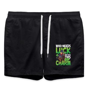 Who Needs Luck When You're This Charm - Badeshorts - Schwarz - Vorne - AI Model Male 185 light (185cm)