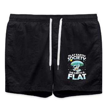 Flat Earth Society The Earth is Flat - Badeshorts - Schwarz - Vorne - AI Model Male 185 light (185cm)