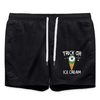 Trick Or Ice Cream Creepy Eyeball Halloween - Badeshorts - Schwarz - Vorne - AI Model Male 185 light (185cm)