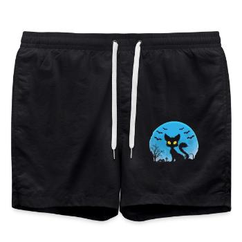 Spooky Shadow Pussycat Halloween Kostüm Party - Badeshorts - Schwarz - Vorne - AI Model Male 185 light (185cm)