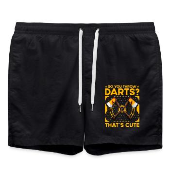 So you throw darts? That's cute - Badeshorts - Schwarz - Vorne - AI Model Male 185 light (185cm)