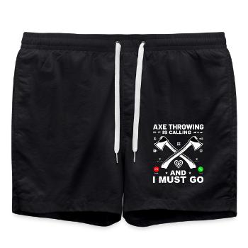 Axe Throwing is calling and I must go - Badeshorts - Schwarz - Vorne - AI Model Male 185 light (185cm)