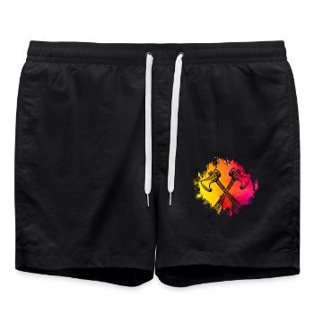 Lancer de hache rétro - Short de bain - noir - Devant - AI Model Male 185 light (185cm)