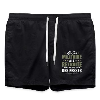 Humour Cadeau Je suis Militaire À La Retraite - Short de bain - noir - Devant - AI Model Male 185 light (185cm)