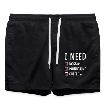 hunde Berge Kaffee - Badeshorts - Schwarz - Vorne - AI Model Male 185 light (185cm)