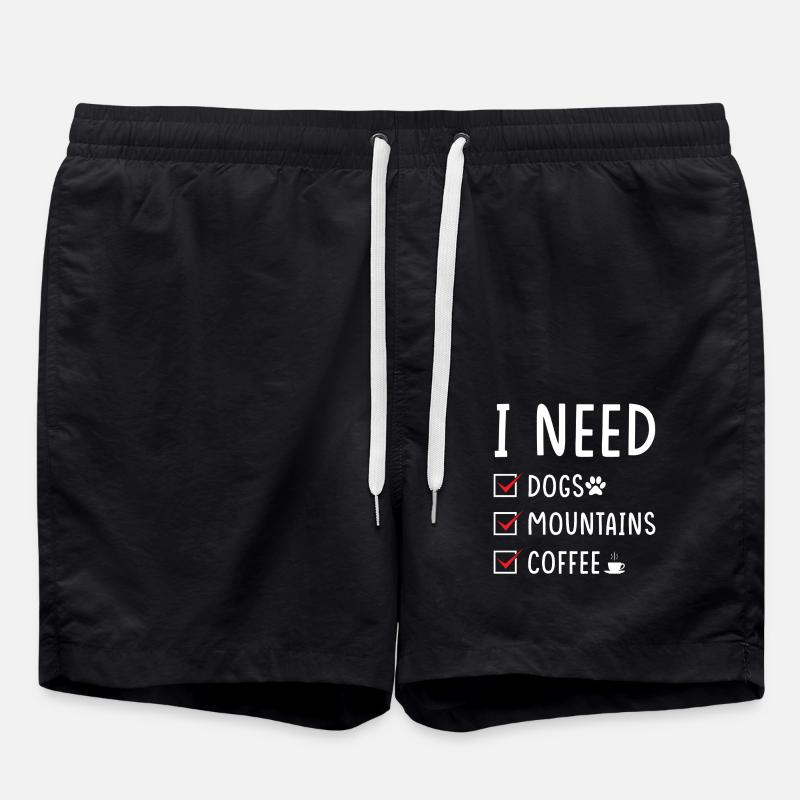 dog mountains coffee - Swim Trunks - black