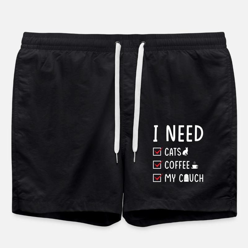 cat coffee couch - Swim Trunks - black