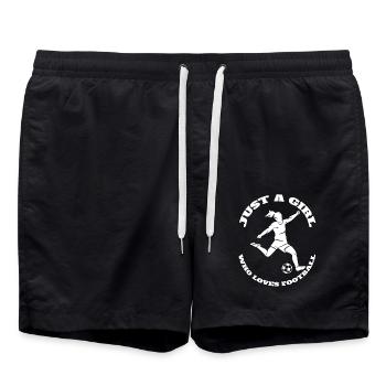 Fußball Mädchen Fußballspieler Fußballtrainer Frau - Badeshorts - Schwarz - Vorne - AI Model Male 185 light (185cm)